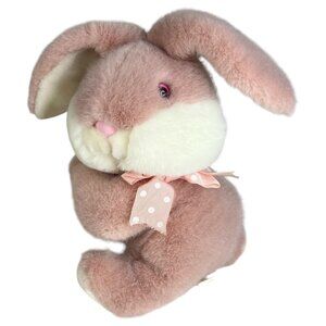1985 Connie Cottontail Plush Bunny Rabbit 12” Pink Stuffed Animal Polka Dot Bow